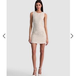Alice and Olivia Cade Embellished Tweed Sleeveless Mini Dress